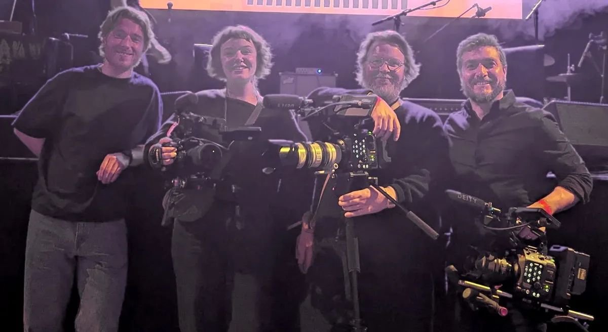 Jack with a freelance camera crew on a Glasgow Jazz Festival shoot